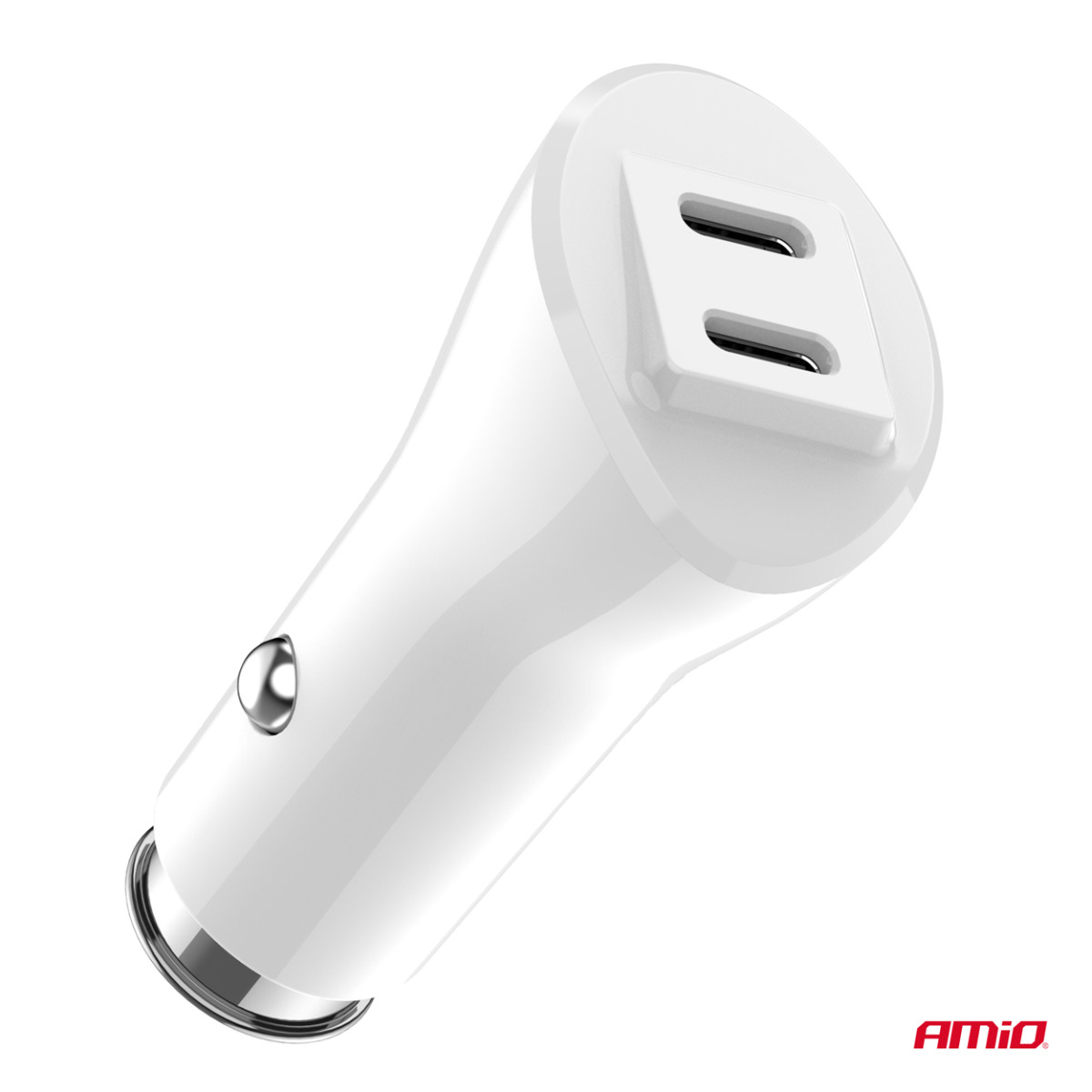 Automobilinis įkroviklis 2x USB-C 40W 12/24V AMiO-03884