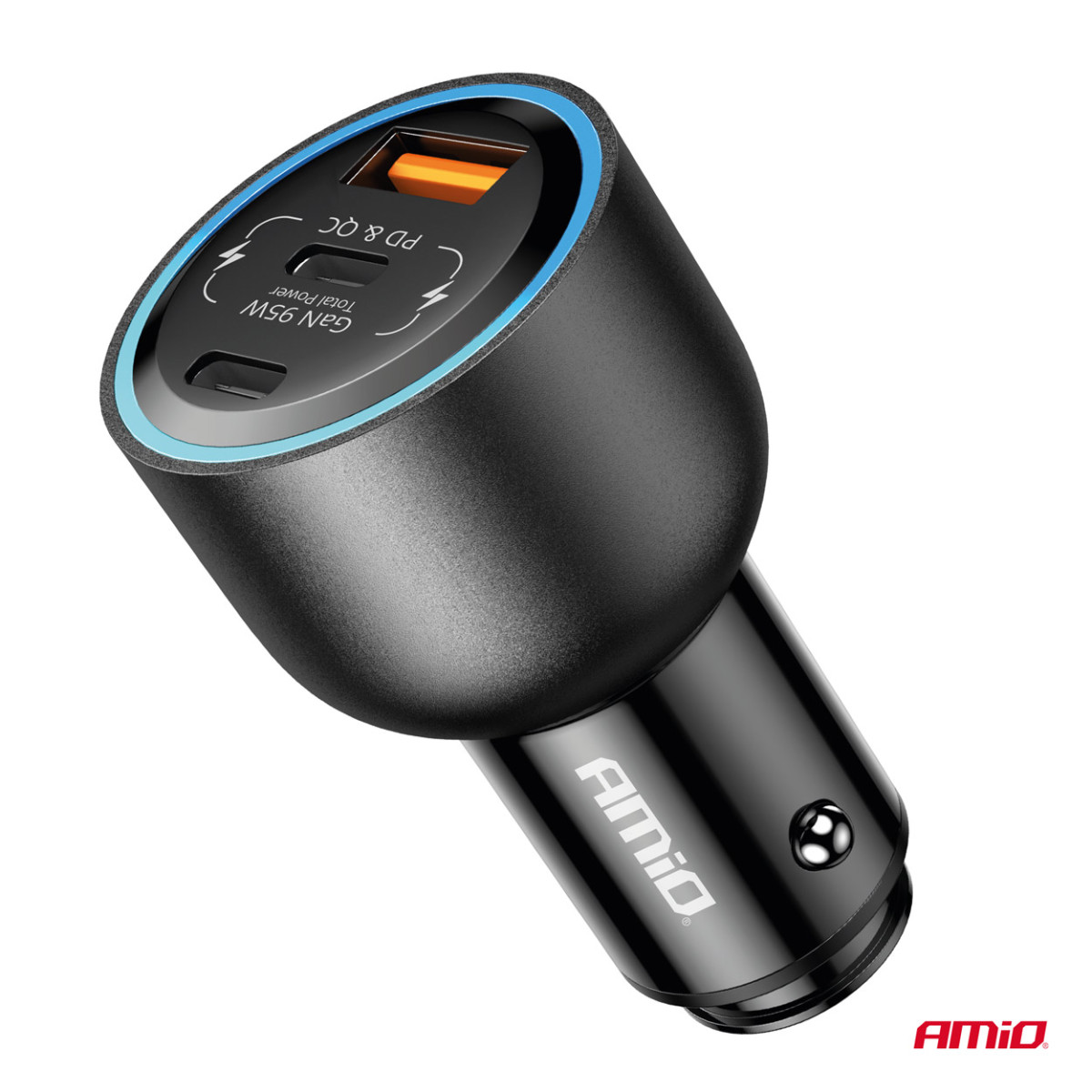 Automobilinis įkroviklis 2x USB-C + USB-A 12/24V 95W AMIO-04372