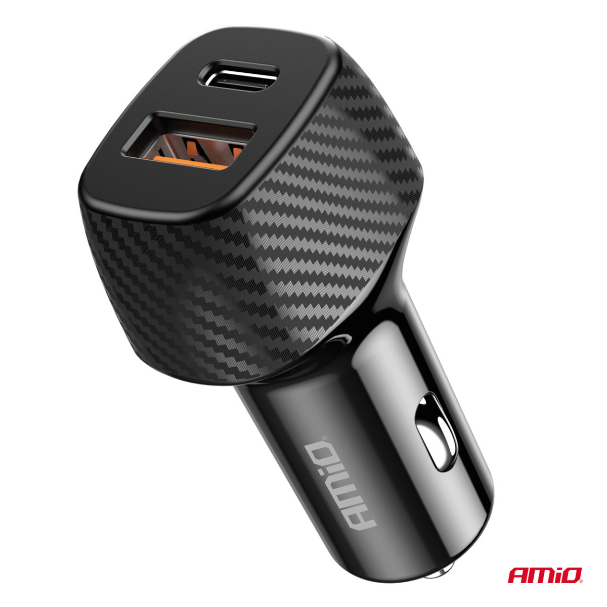 Automobilinis įkroviklis QC+PD 20W USB-A + USB-C AMIO-04282