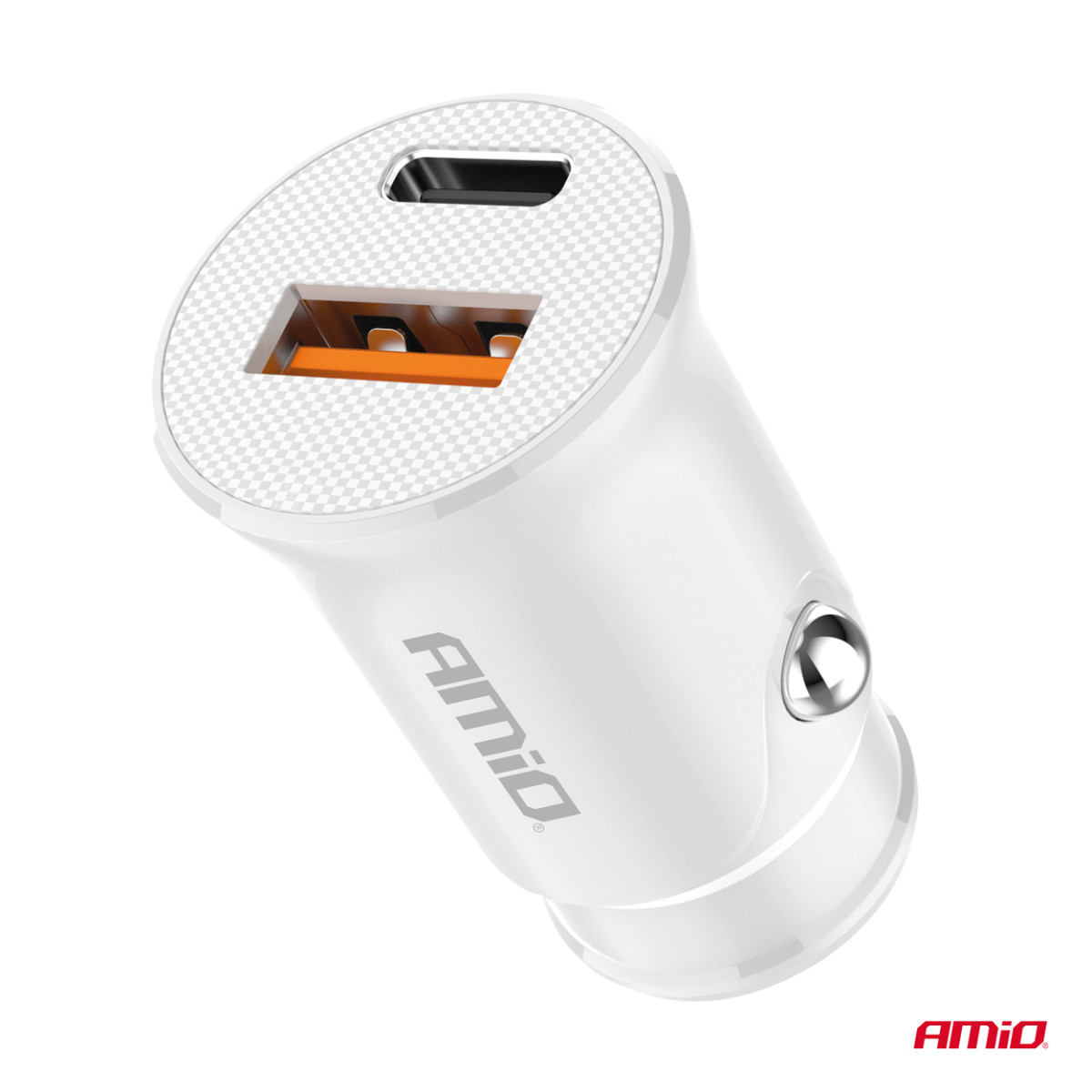 Automobilinis įkroviklis USB-A + USB-C 20W 12/24V AMiO-03877