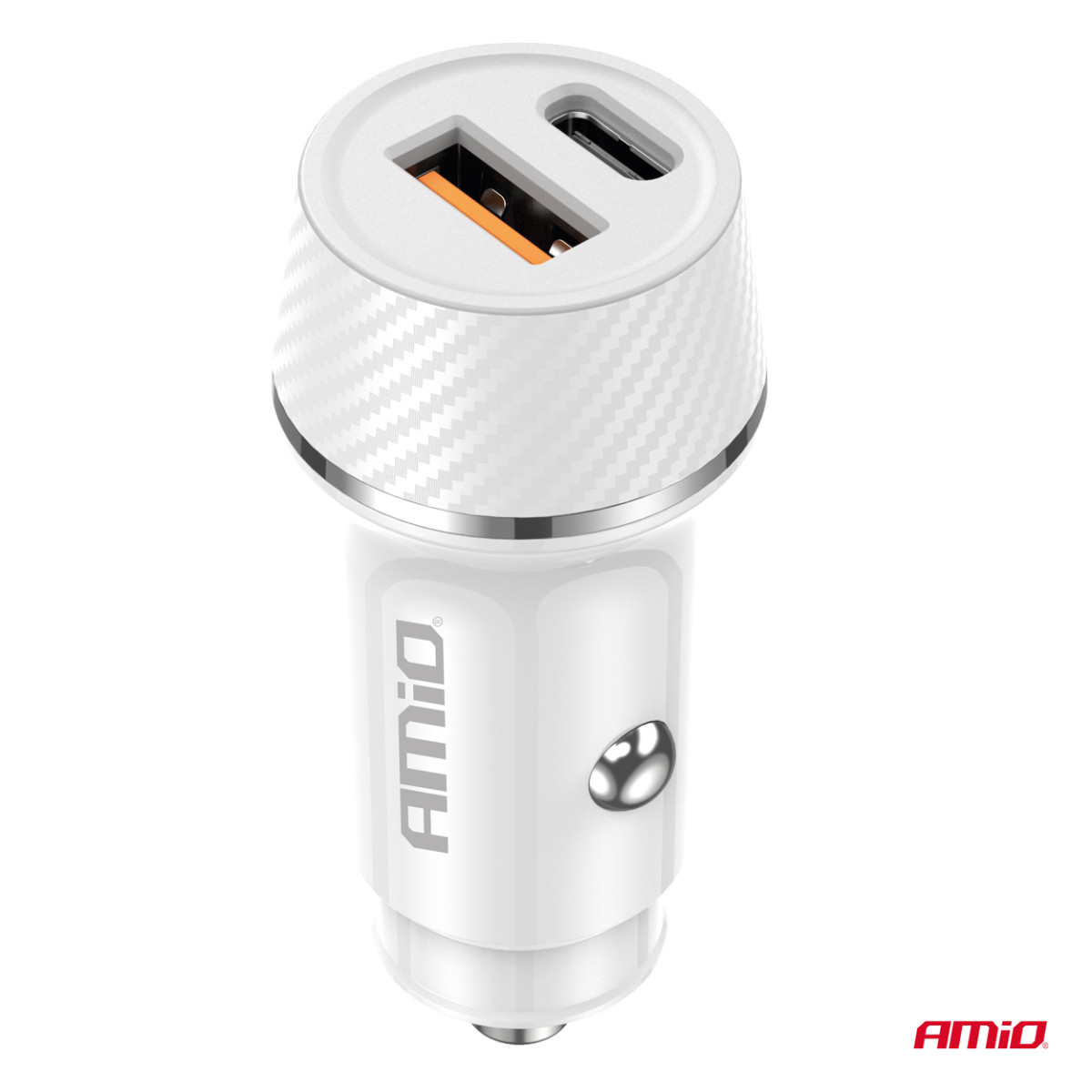 Automobilinis įkroviklis USB-A + USB-C 20W 12/24V AMiO-03878