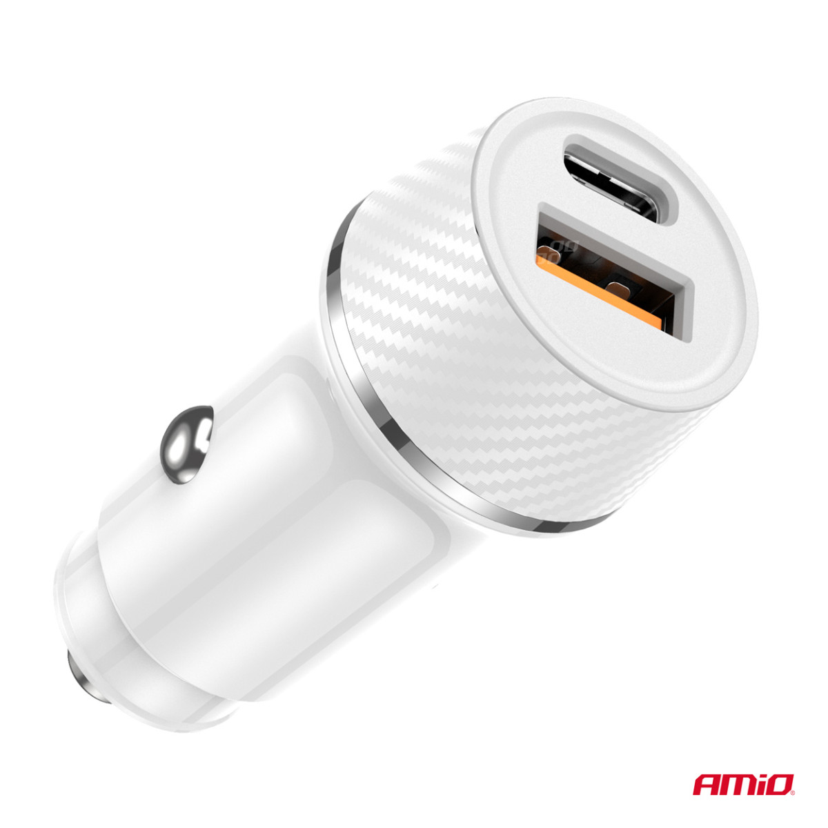 Automobilinis įkroviklis USB-A + USB-C 20W 12/24V AMiO-03878