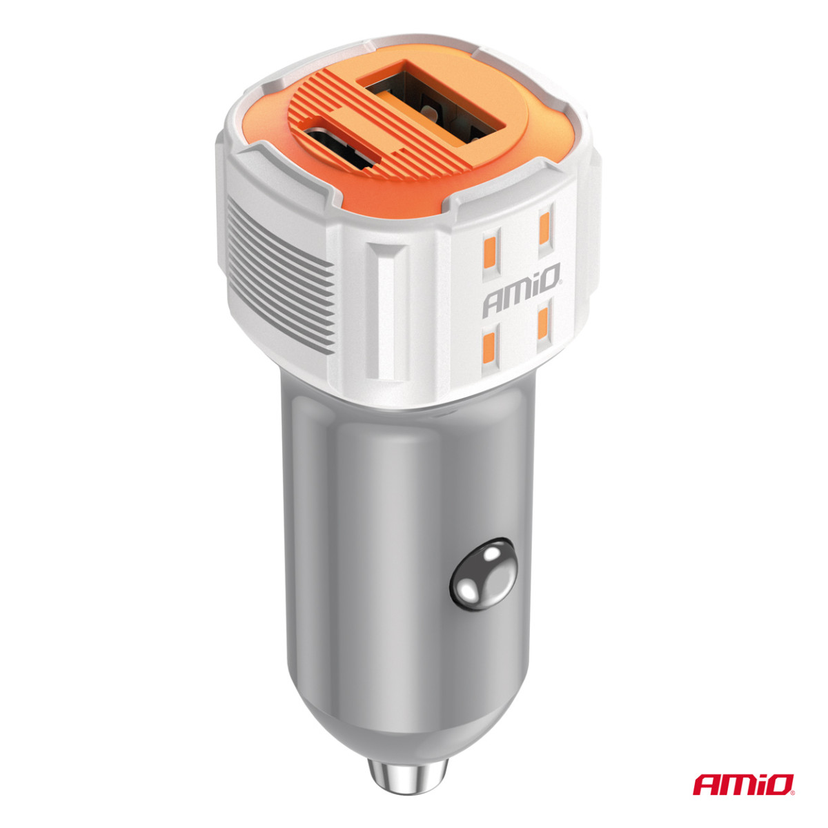 Automobilinis įkroviklis USB-A + USB-C 20W 12/24V AMiO-03882