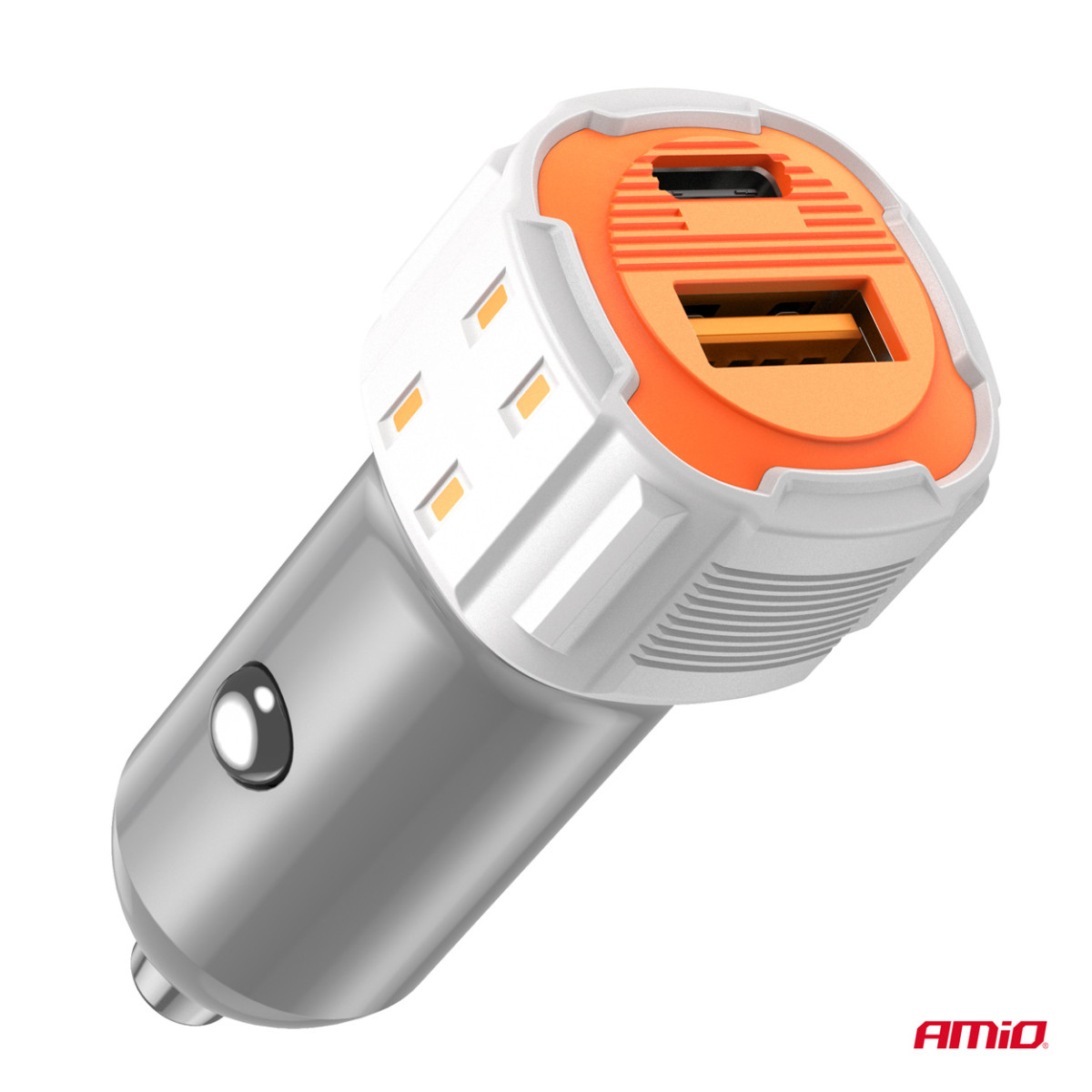 Automobilinis įkroviklis USB-A + USB-C 20W 12/24V AMiO-03882