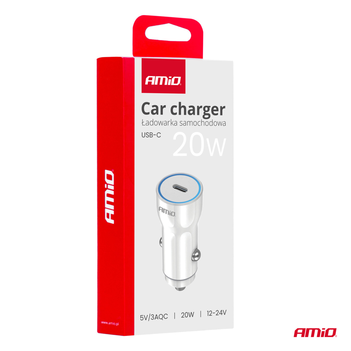 Automobilinis įkroviklis USB-C 20W 12/24V AMiO-03880