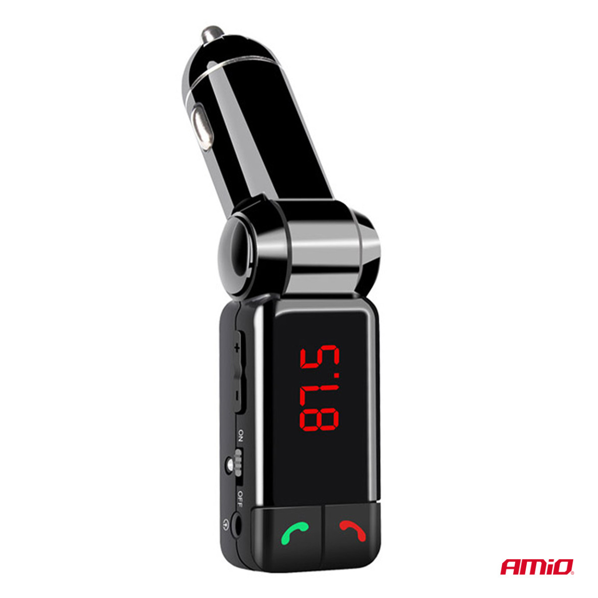 Automobilinis FM siųstuvas, 2×USB-A 12V 24V AMIO-04650