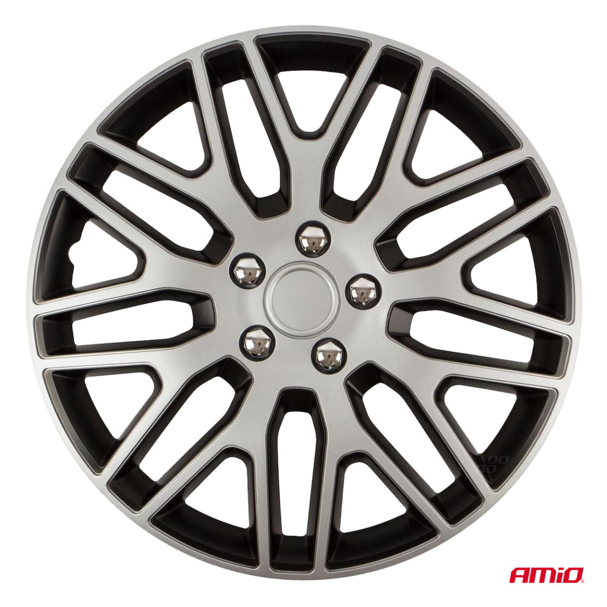 Ratų gaubtai 4 vnt. Dakar, juodi ir sidabriniai 15"