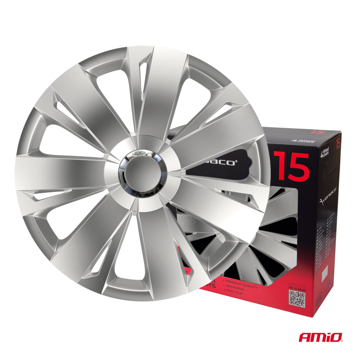 Ratų gaubtai 4 vnt. Energy, sidabriniai 15"