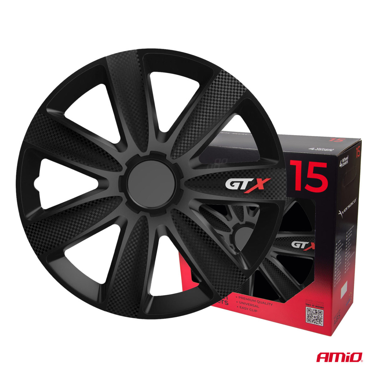 Ratų gaubtai 4 vnt. GTX, Carbon juodi 15"