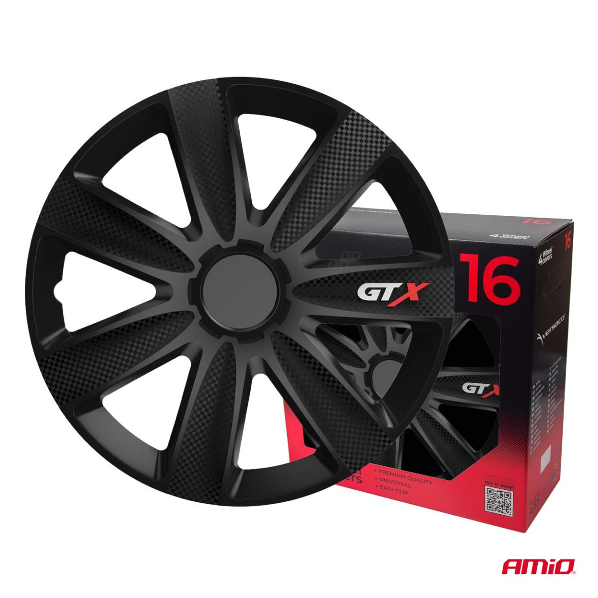 Ratų gaubtai 4 vnt. GTX, Carbon juodi 16"