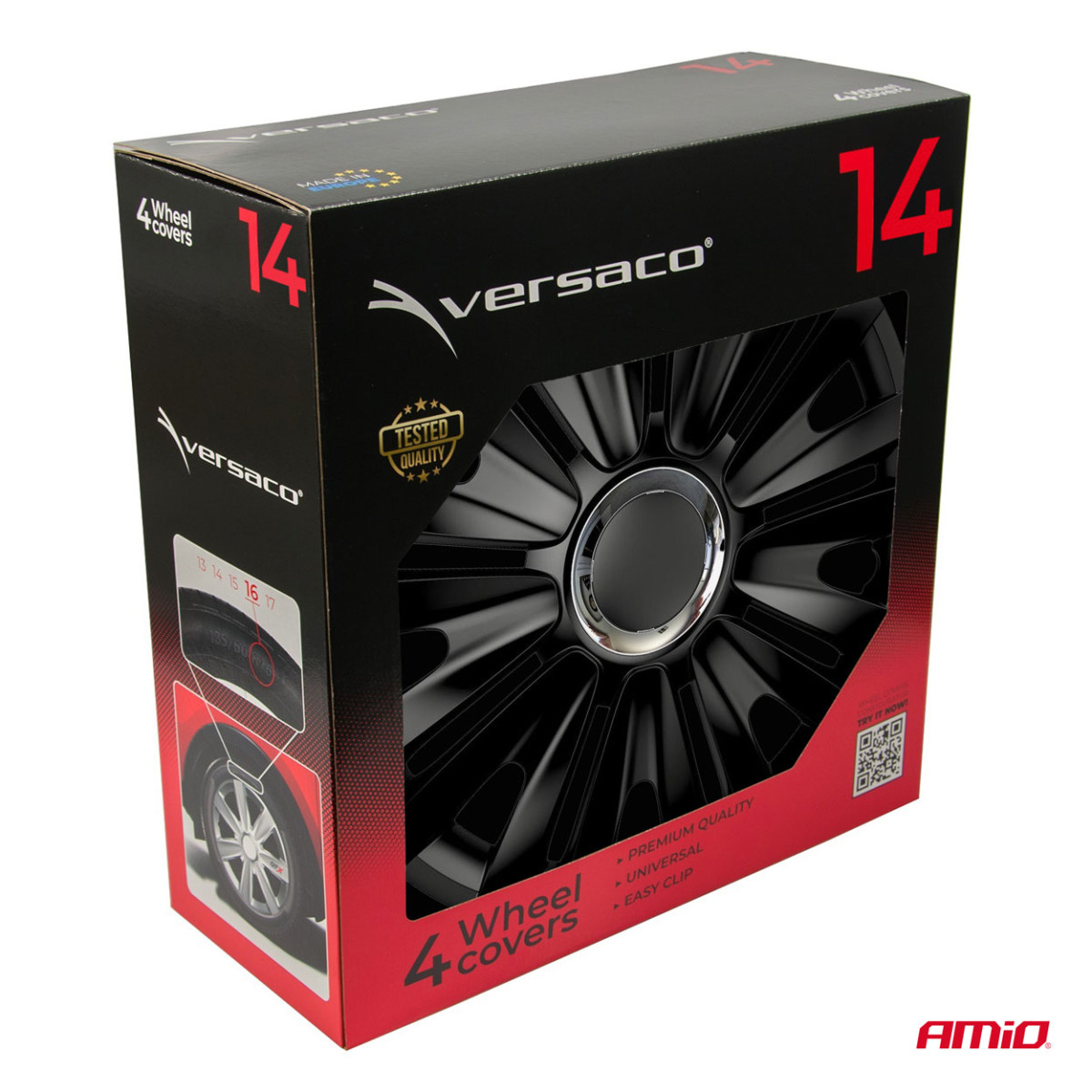 Ratų gaubtai 4 vnt. Royal, juodi 14"