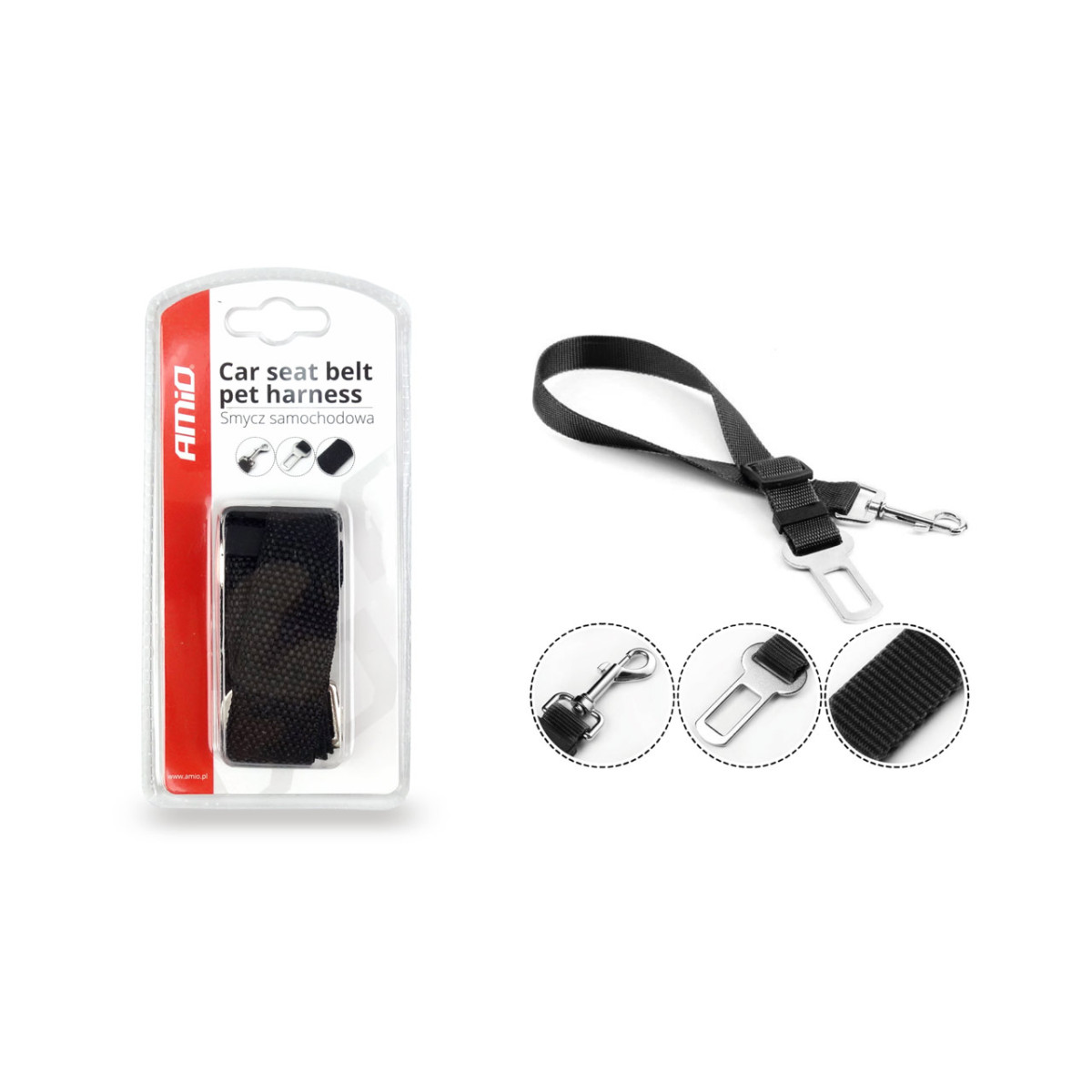 Automobilinis saugos diržas augintiniui, 45-70 cm AMIO-02232