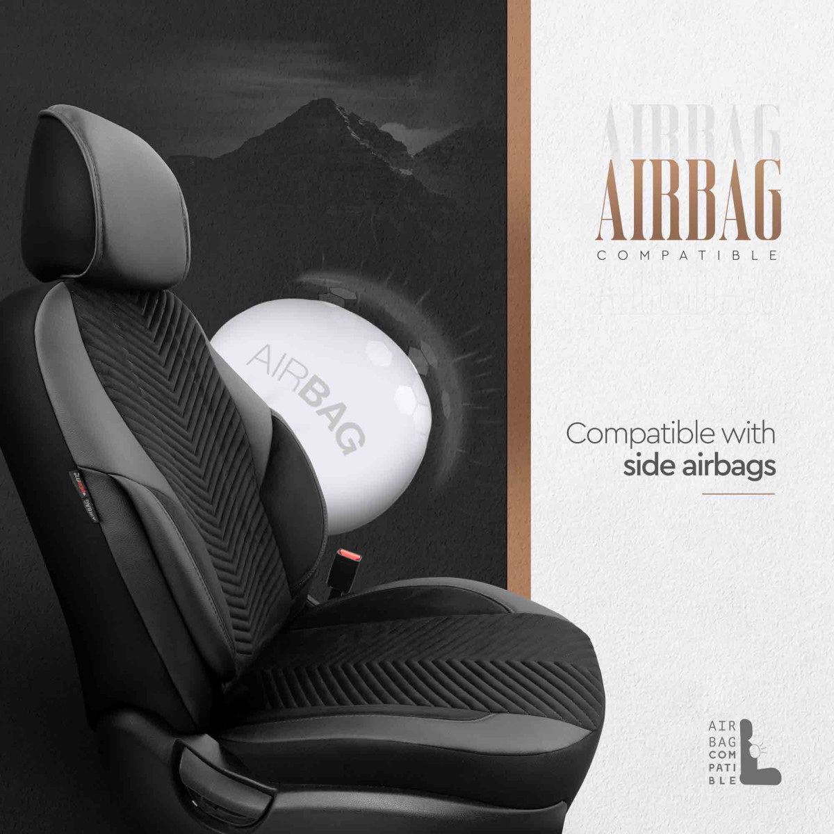 Universalūs sėdynių užvalkalai OTOM, ADVANCED - juoda