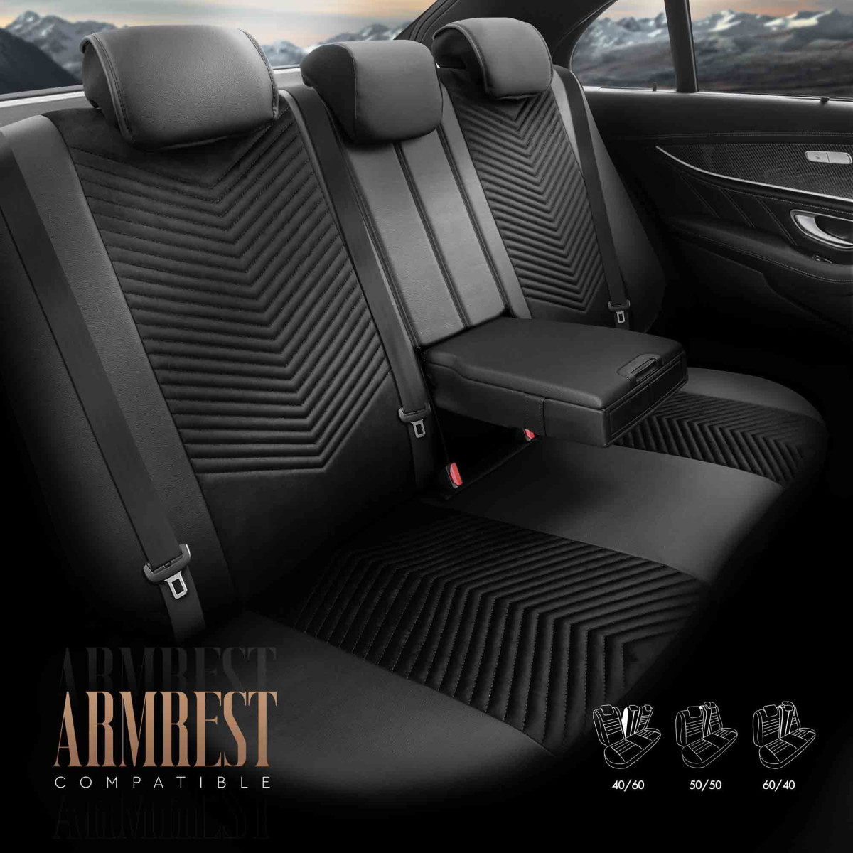 Universalūs sėdynių užvalkalai OTOM, ADVANCED - juoda