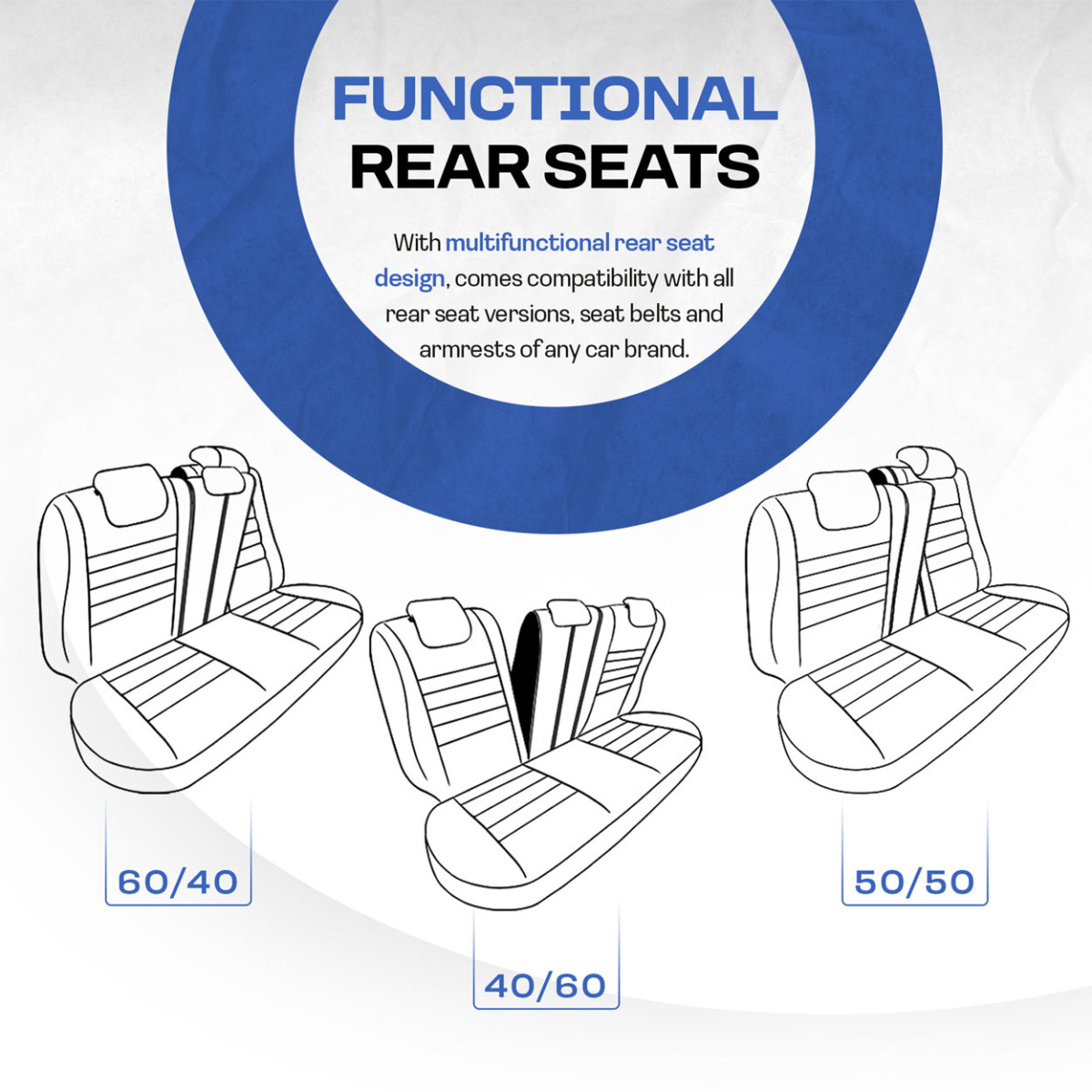 Universalūs sėdynių užvalkalai OTOM, GTI - juoda / mėlyna