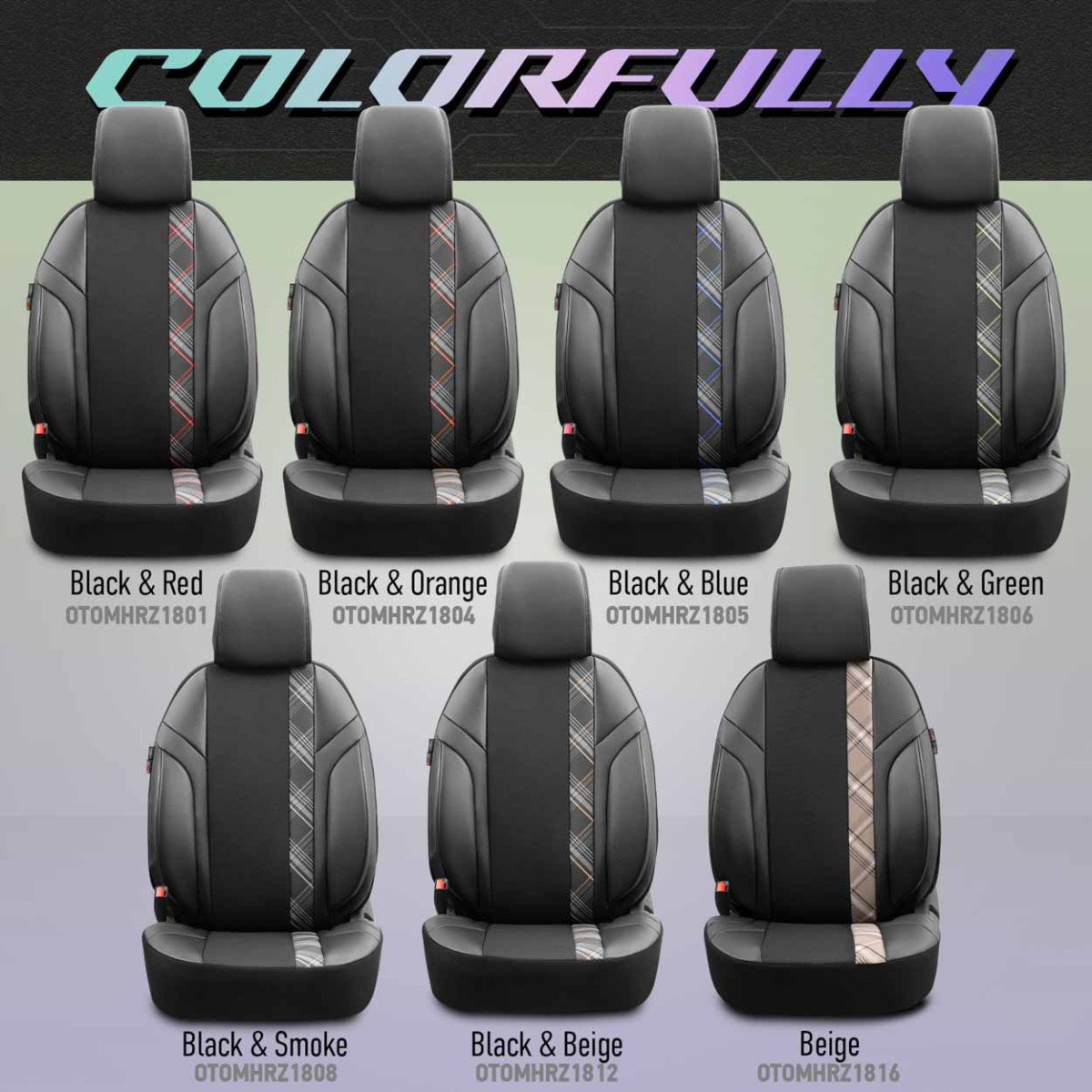 Universalūs sėdynių užvalkalai OTOM, HORIZON - juoda / oranžinė