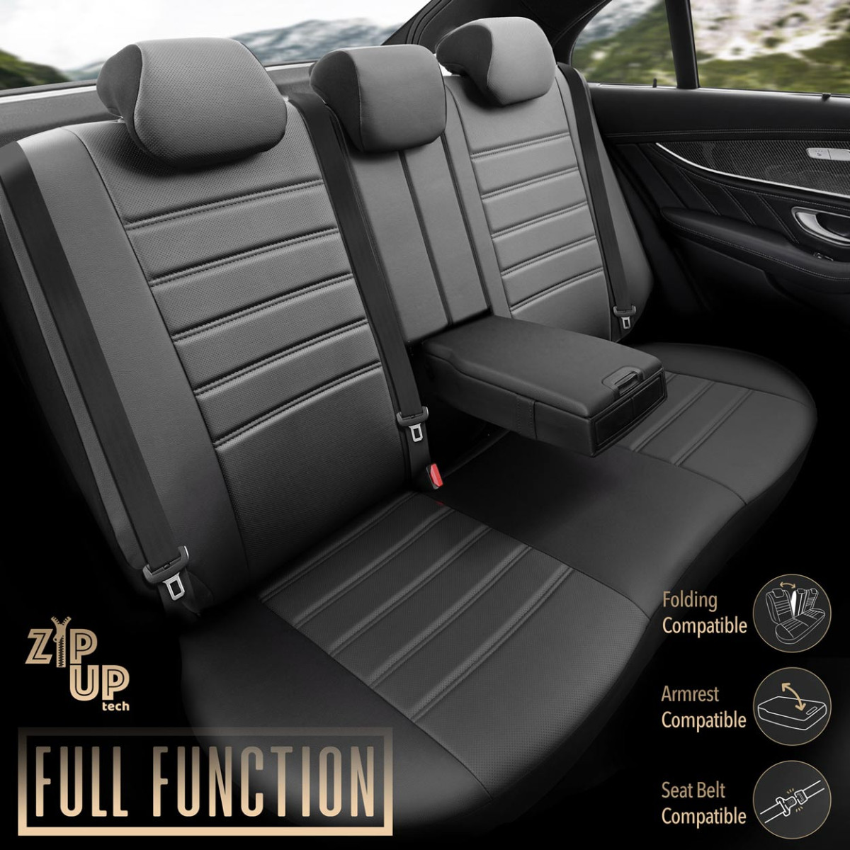 Universalūs sėdynių užvalkalai OTOM, INSPIRE - juoda, eko oda