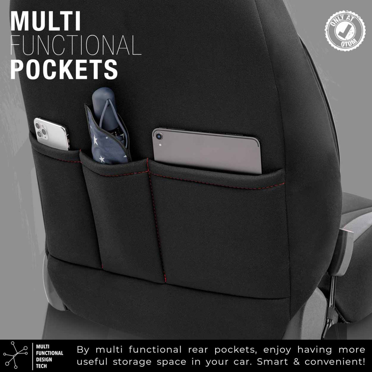 Universalūs sėdynių užvalkalai OTOM, LIMITED - juoda / raudona