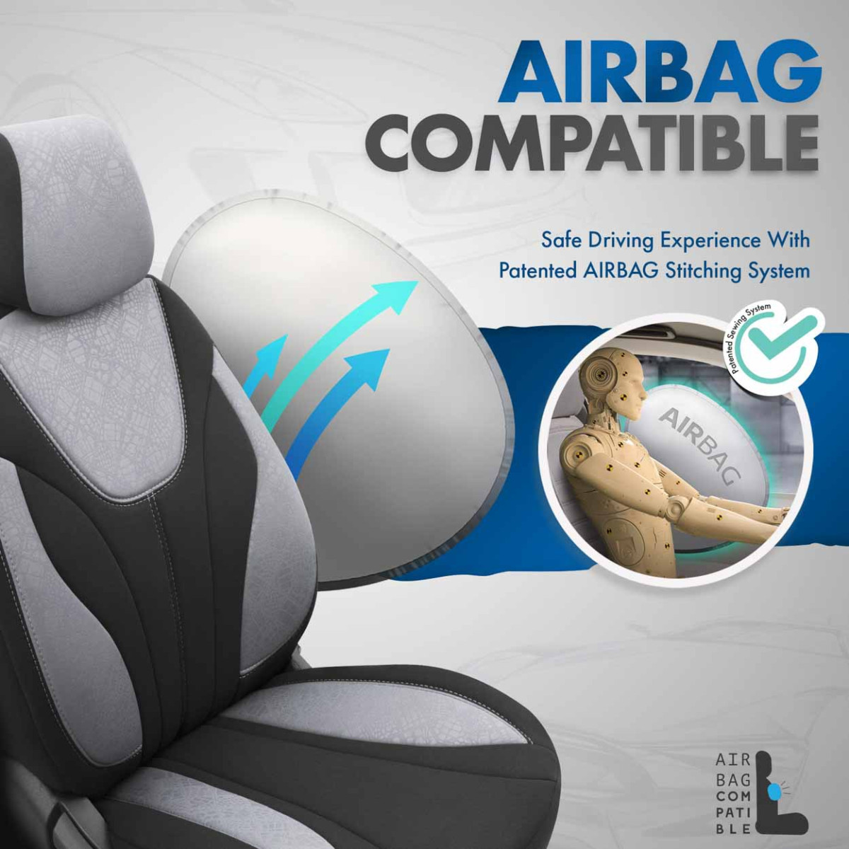 Universalūs sėdynių užvalkalai OTOM, RUBY - pilka / juoda