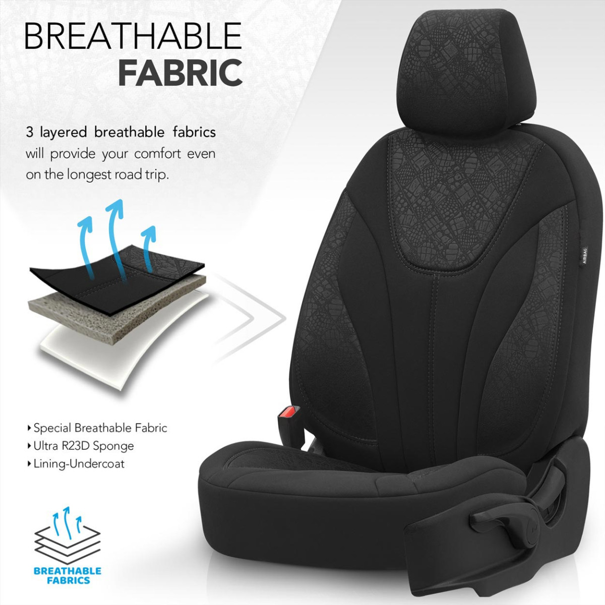 Universalūs sėdynių užvalkalai OTOM, RUBY - juoda / pilka 