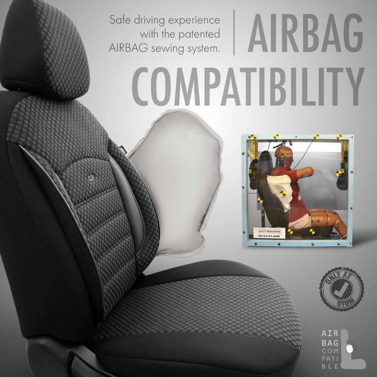 Universalūs sėdynių užvalkalai OTOM, SPORT PLUS - juoda / pilka