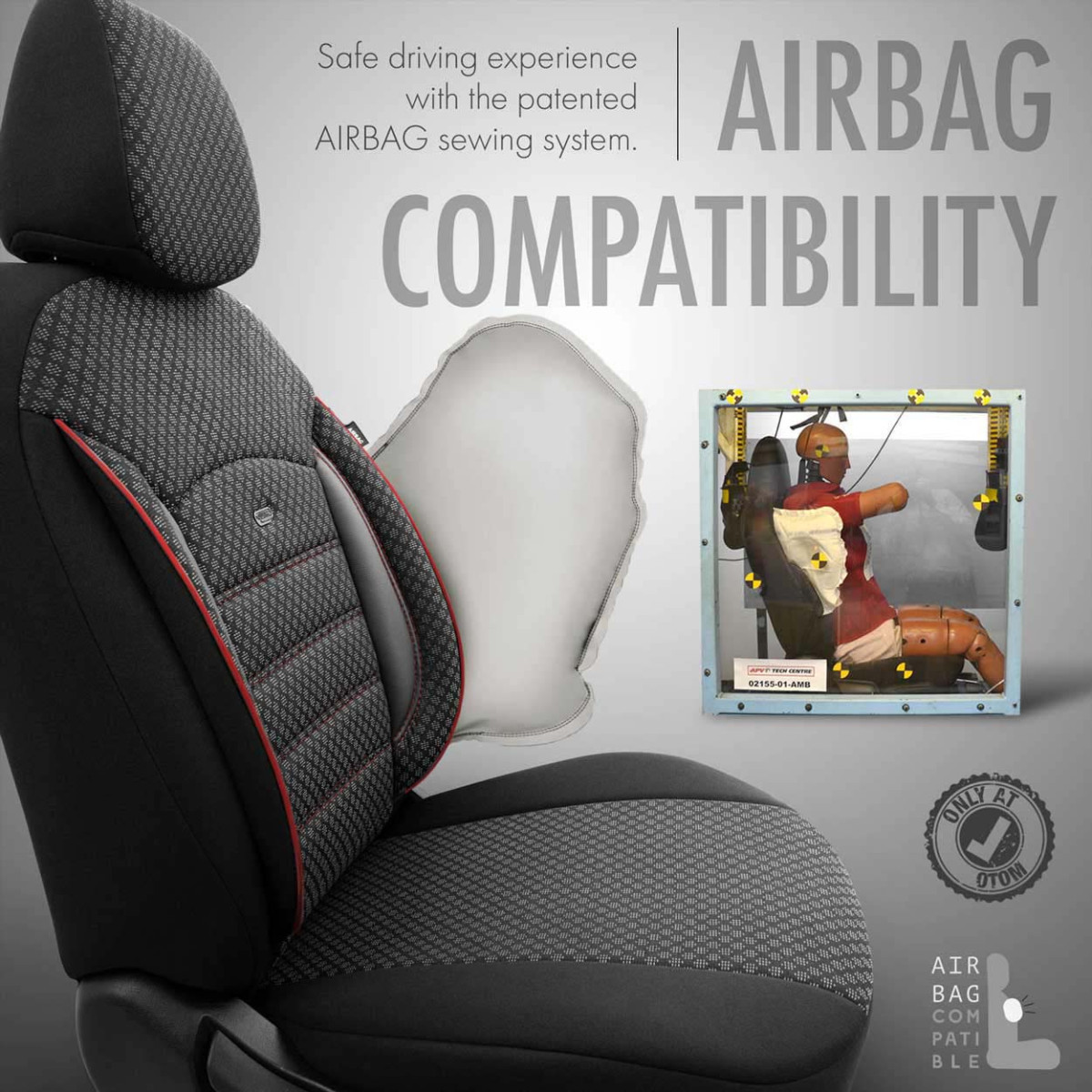 Universalūs sėdynių užvalkalai OTOM, SPORT PLUS - pilka, raudona