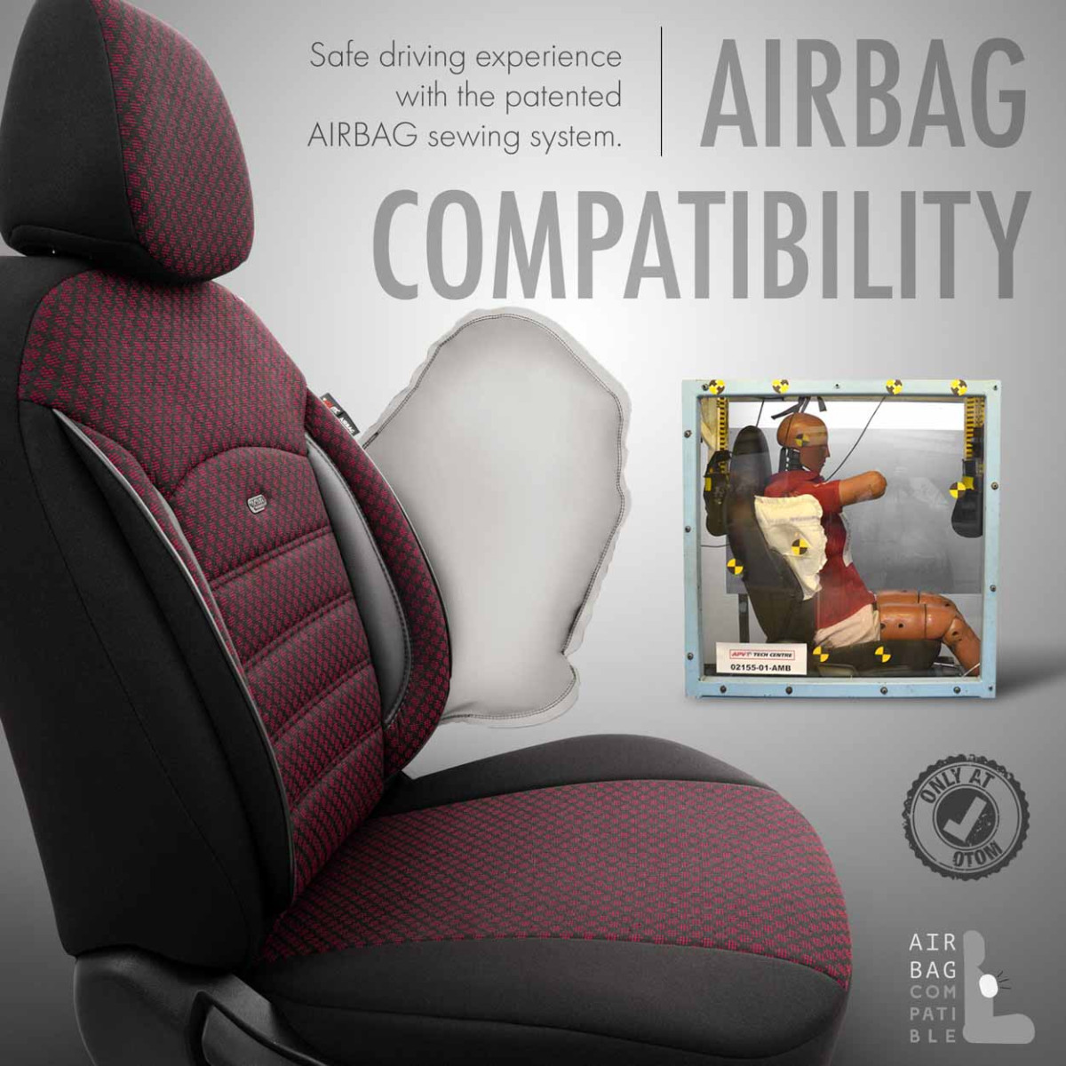 Universalūs sėdynių užvalkalai OTOM, SPORT PLUS - vyšninė