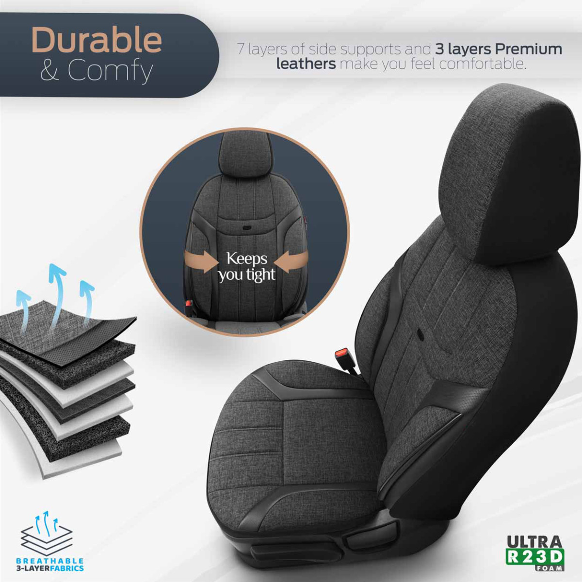 Universalūs sėdynių užvalkalai OTOM SWAN - juoda