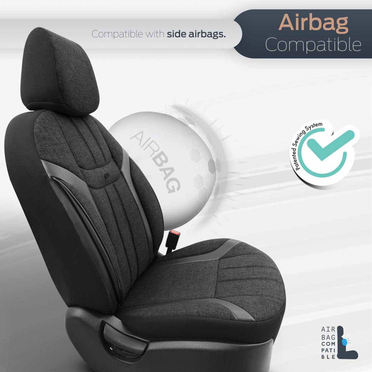 Universalūs sėdynių užvalkalai OTOM SWAN - juoda