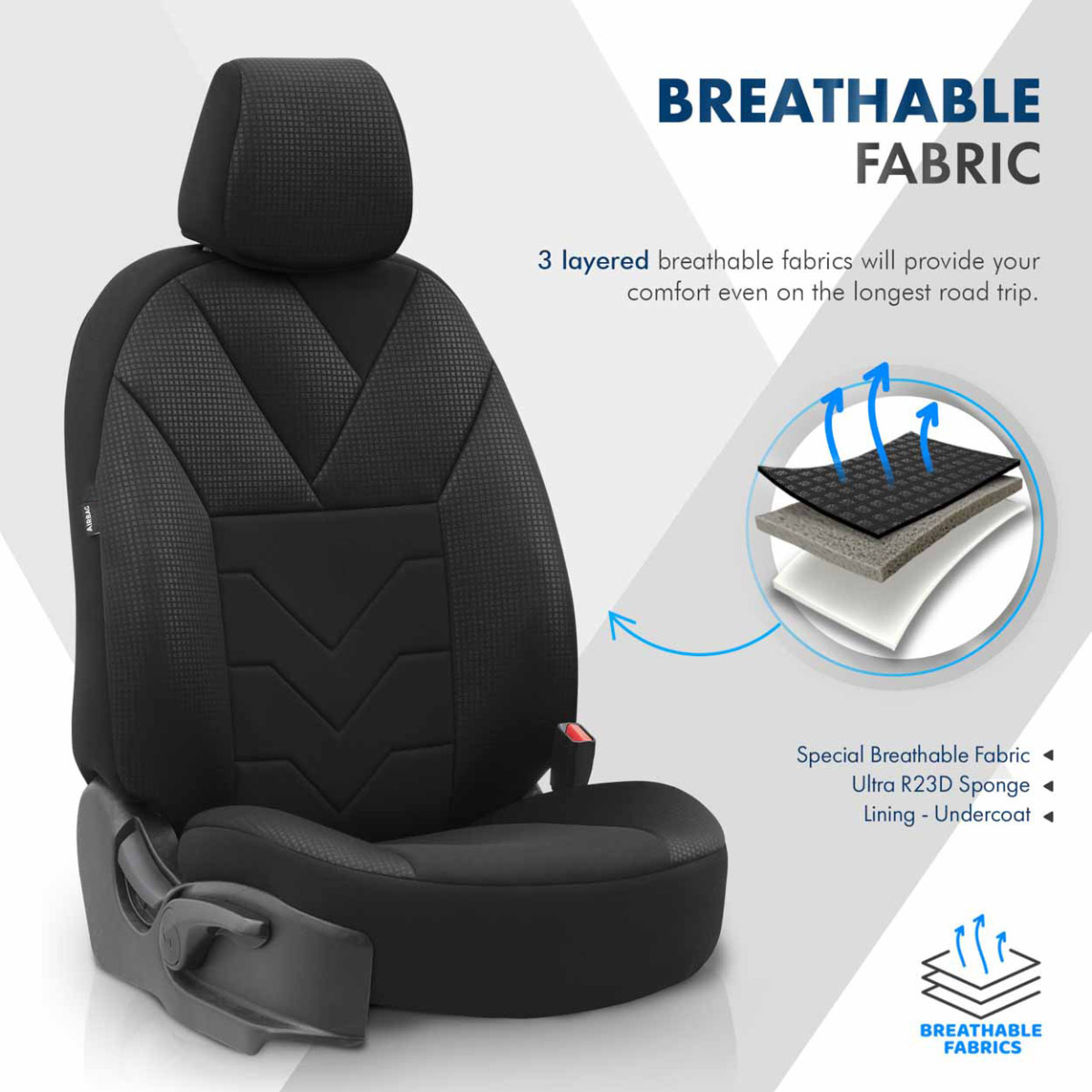 Universalūs sėdynių užvalkalai OTOM, TEMPO - juoda