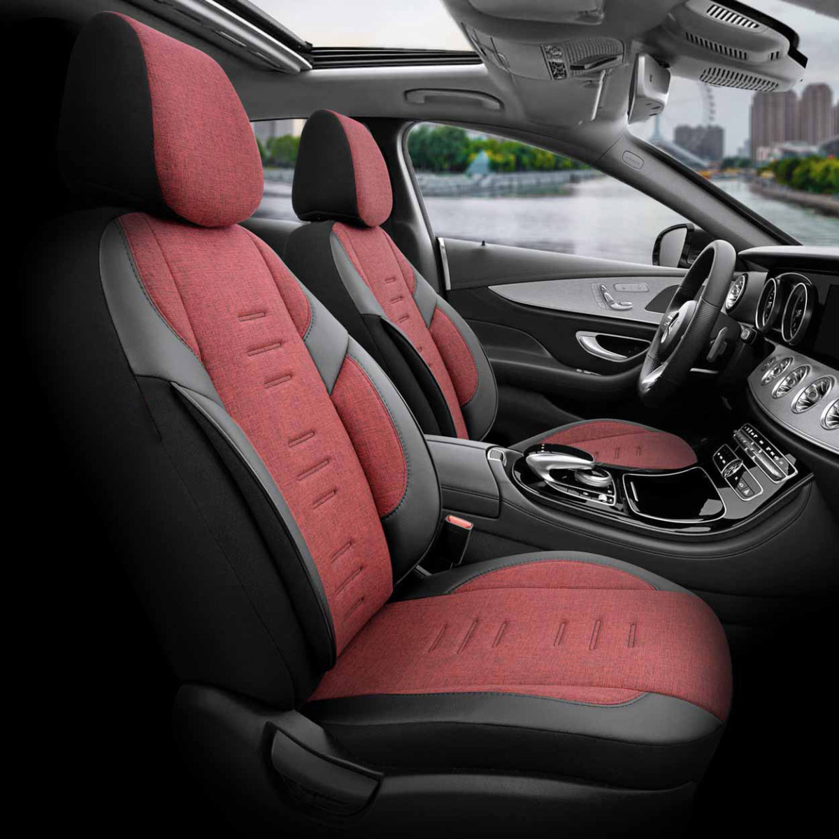 Universalūs sėdynių užvalkalai OTOM, THRONE - raudona