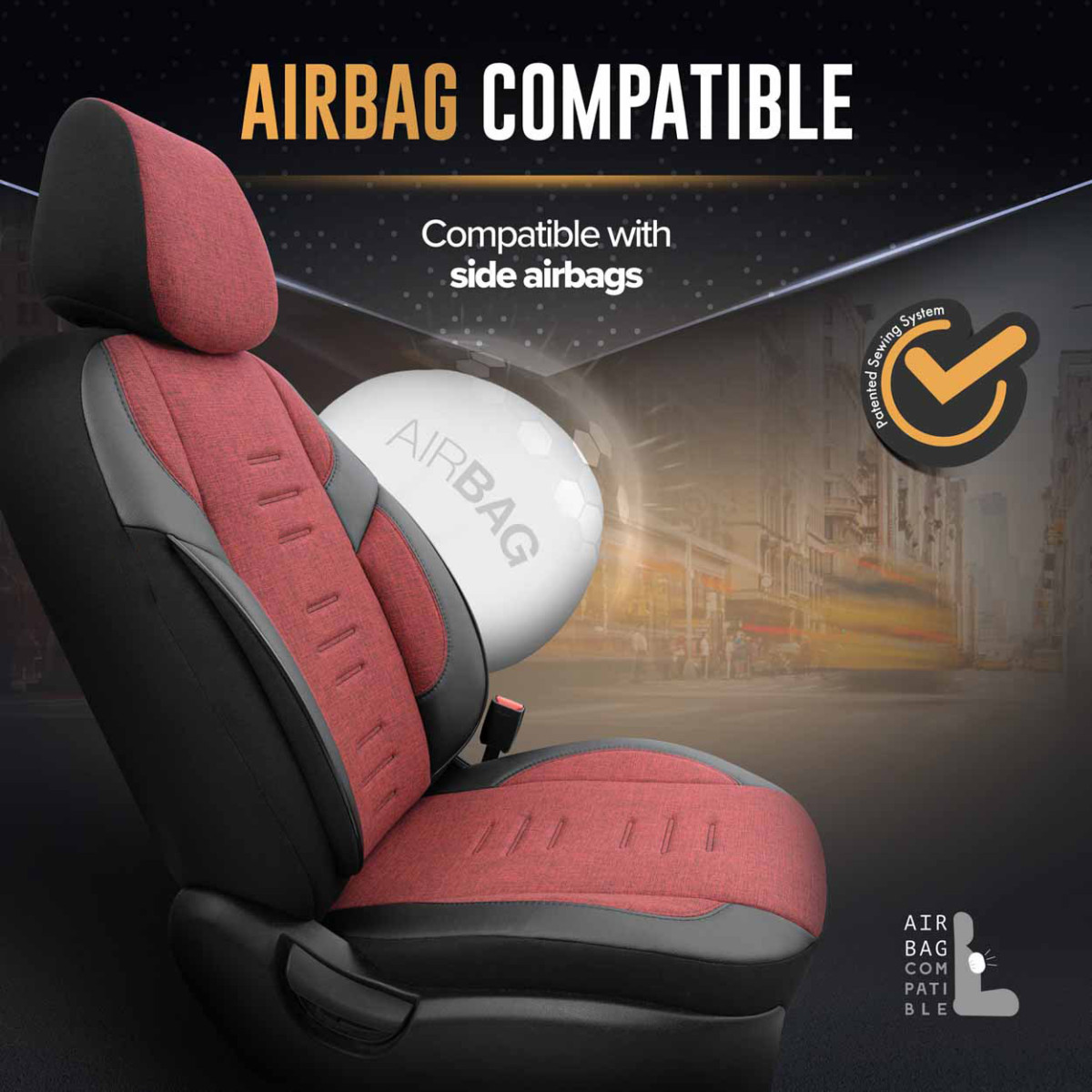 Universalūs sėdynių užvalkalai OTOM, THRONE - raudona