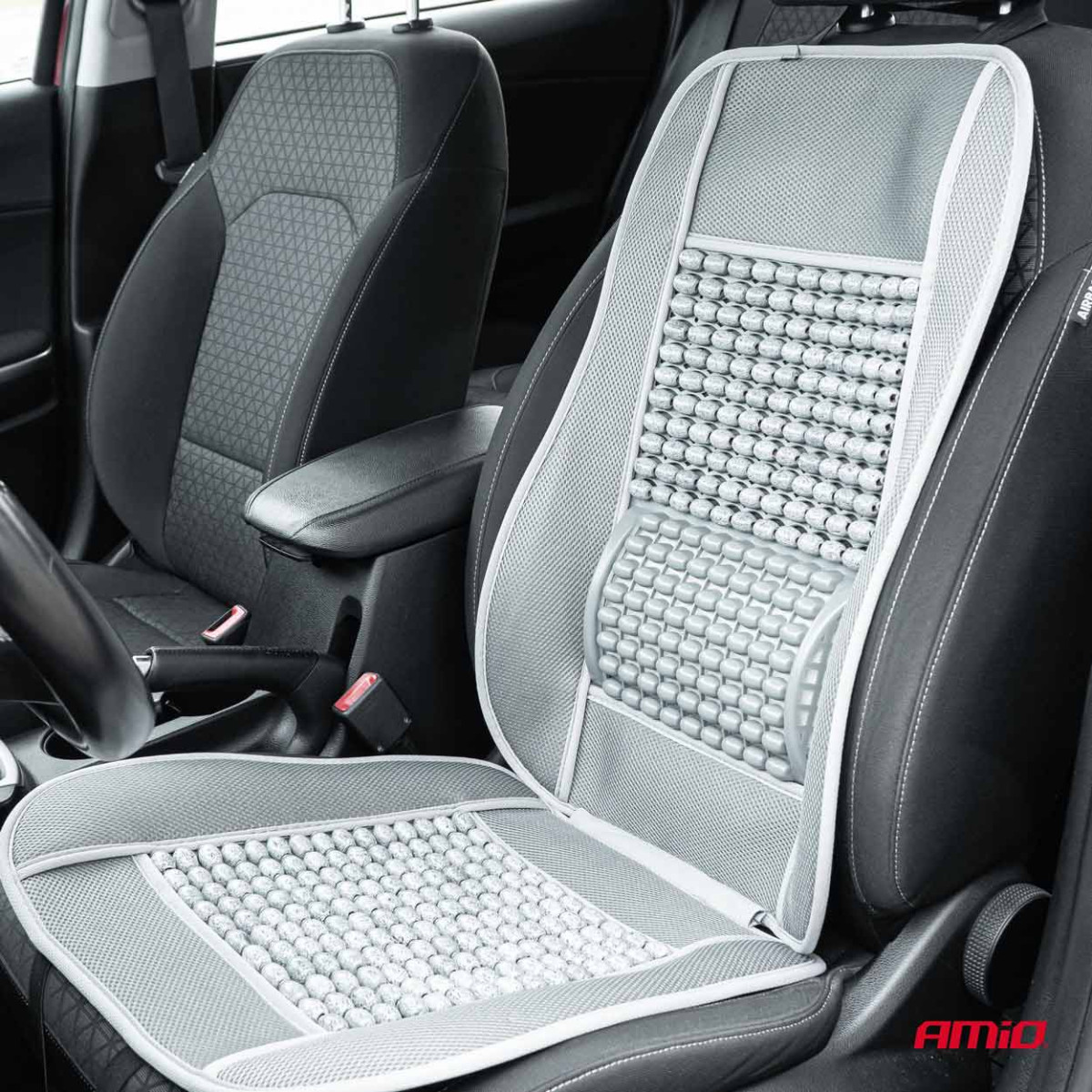 Automobilio sėdynės kilimėlis su karoliukais 110 x 46 cm - pilka