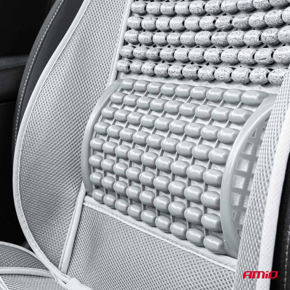 Automobilio sėdynės kilimėlis su karoliukais 110 x 46 cm - pilka