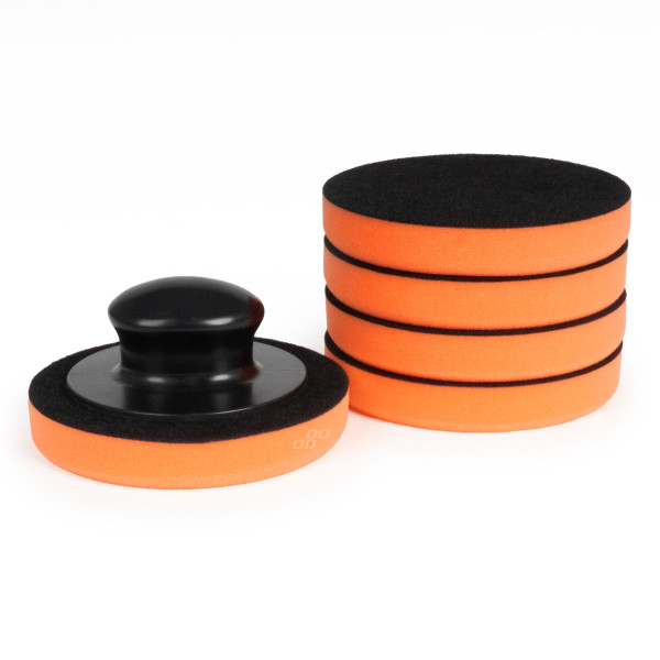 Automobilio vaško/poliravimo pagalvėlių rinkinys su rankena, 125 mm, 5 vnt., AMIO-02903