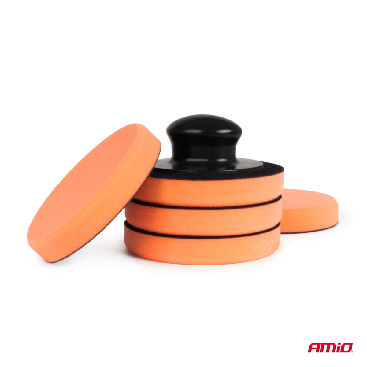 Automobilio vaško/poliravimo pagalvėlių rinkinys su rankena, 125 mm, 5 vnt., AMIO-02903