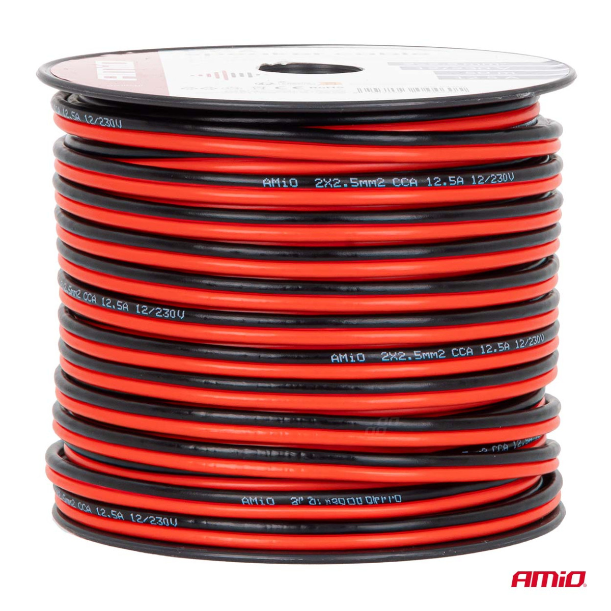 Dvejų gyslų CCA kabelis, 2x2.5mm² 50m 12.5A AMIO-04460