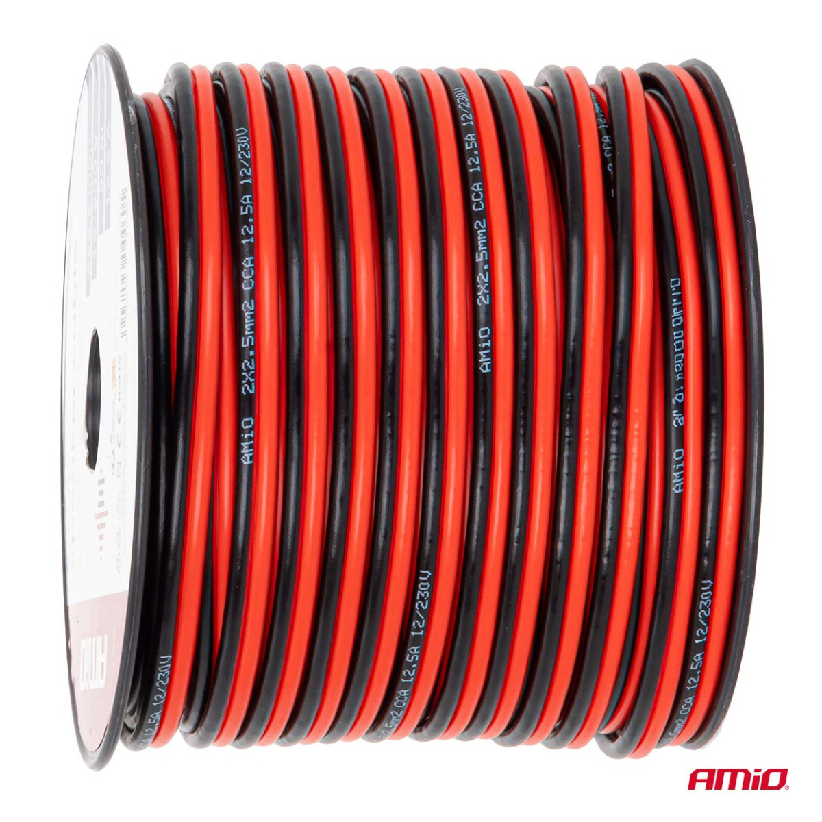 Dvejų gyslų CCA kabelis, 2x2.5mm² 50m 12.5A AMIO-04460