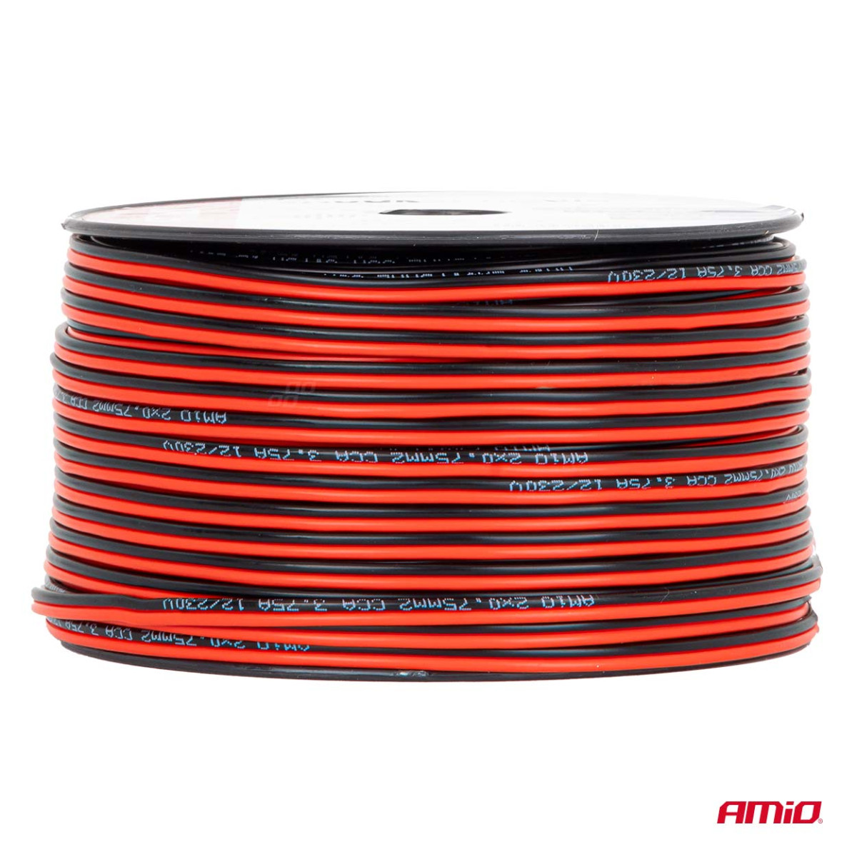 Dviejų laidininkų CCA garsiakalbių kabelis 2×0,75 mm², 100 m, 3,75 A AMIO-04457