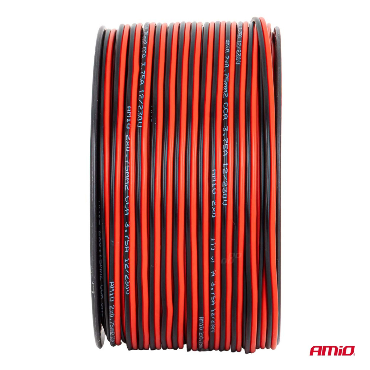 Dviejų laidininkų CCA garsiakalbių kabelis 2×0,75 mm², 100 m, 3,75 A AMIO-04457