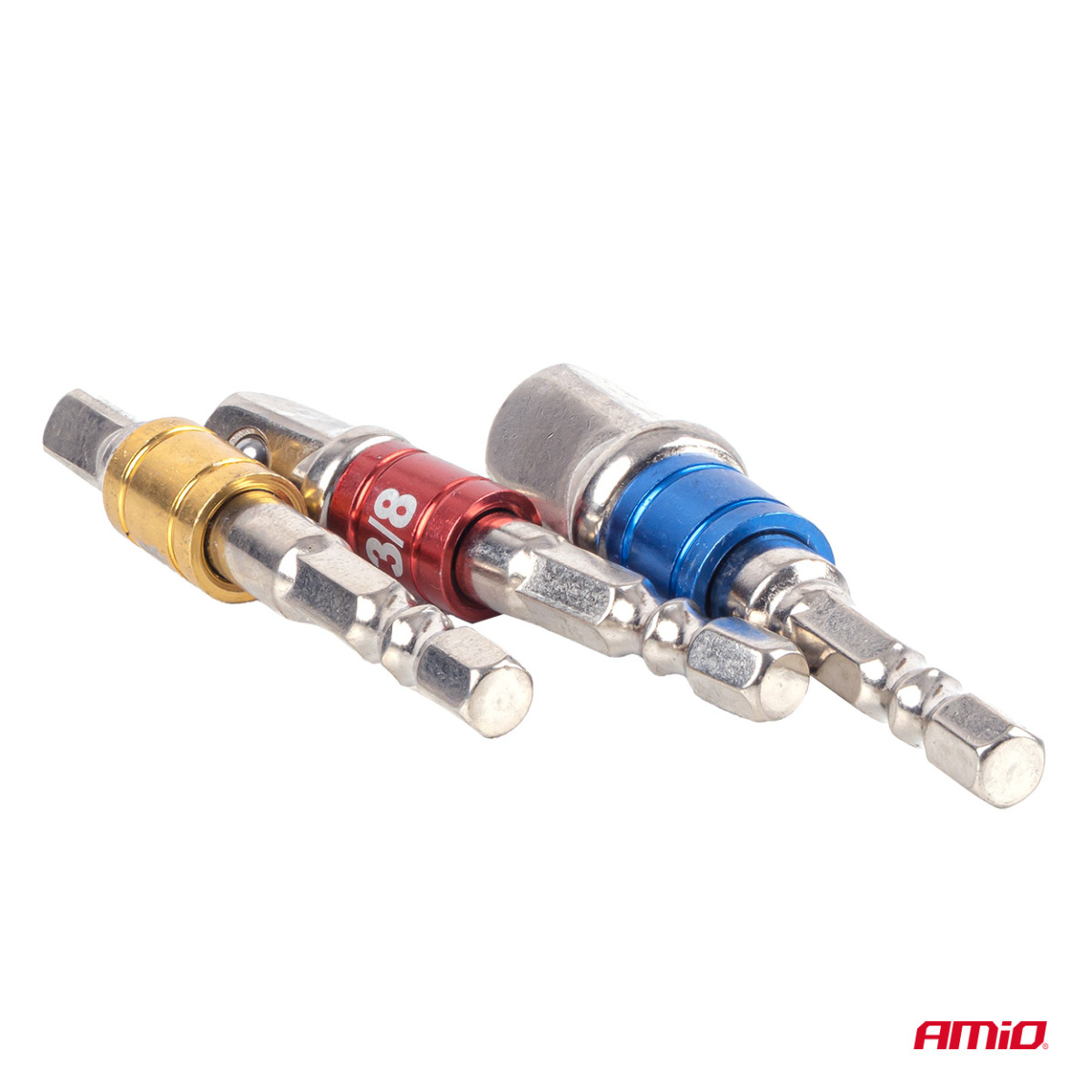 Galvučių adapterių suktuvui rinkinys, 1/4" / 3/8" / 1/2", 3 vnt., AMIO-04936