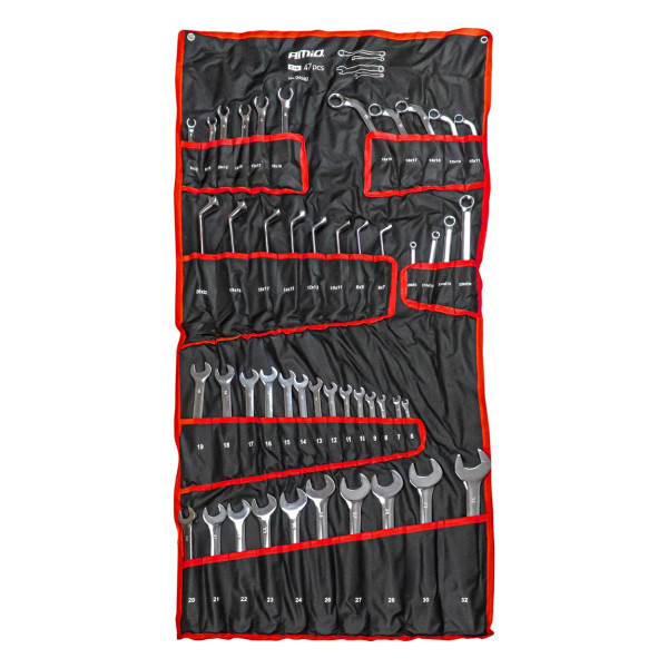 Kombinuotų raktų rinkinys, CrV, 47 vnt., AMIO-04982