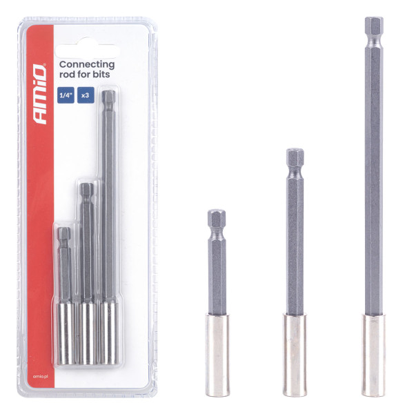 Antgalių laikiklių suktuvui rinkinys, 1/4", 3 vnt., AMIO-04934 Antgalių laikiklių suktuvui rinkinys, 1/4", 3 vnt., AMIO-04934