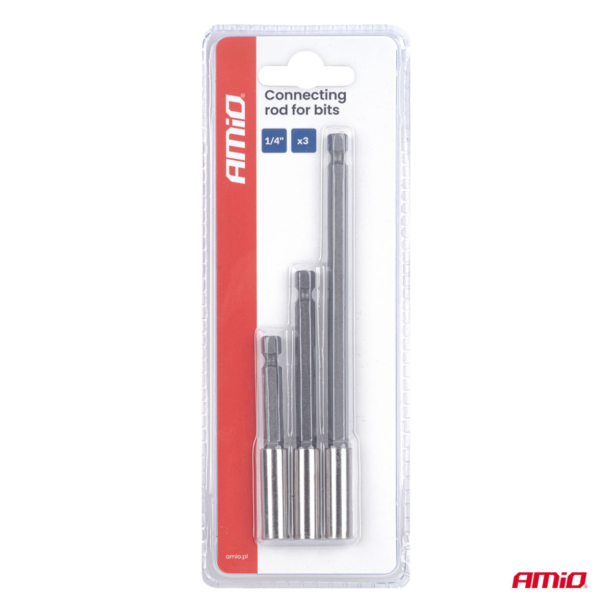 Antgalių laikiklių suktuvui rinkinys, 1/4", 3 vnt., AMIO-04934