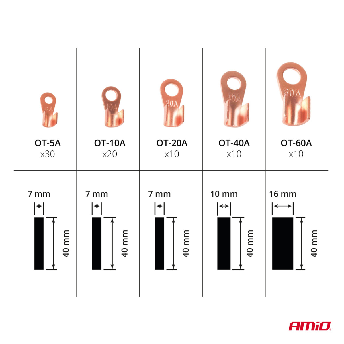 Varinių žiedinių jungčių ir termo susitraukimo movų komplektas 160 vnt., AMIO-03933