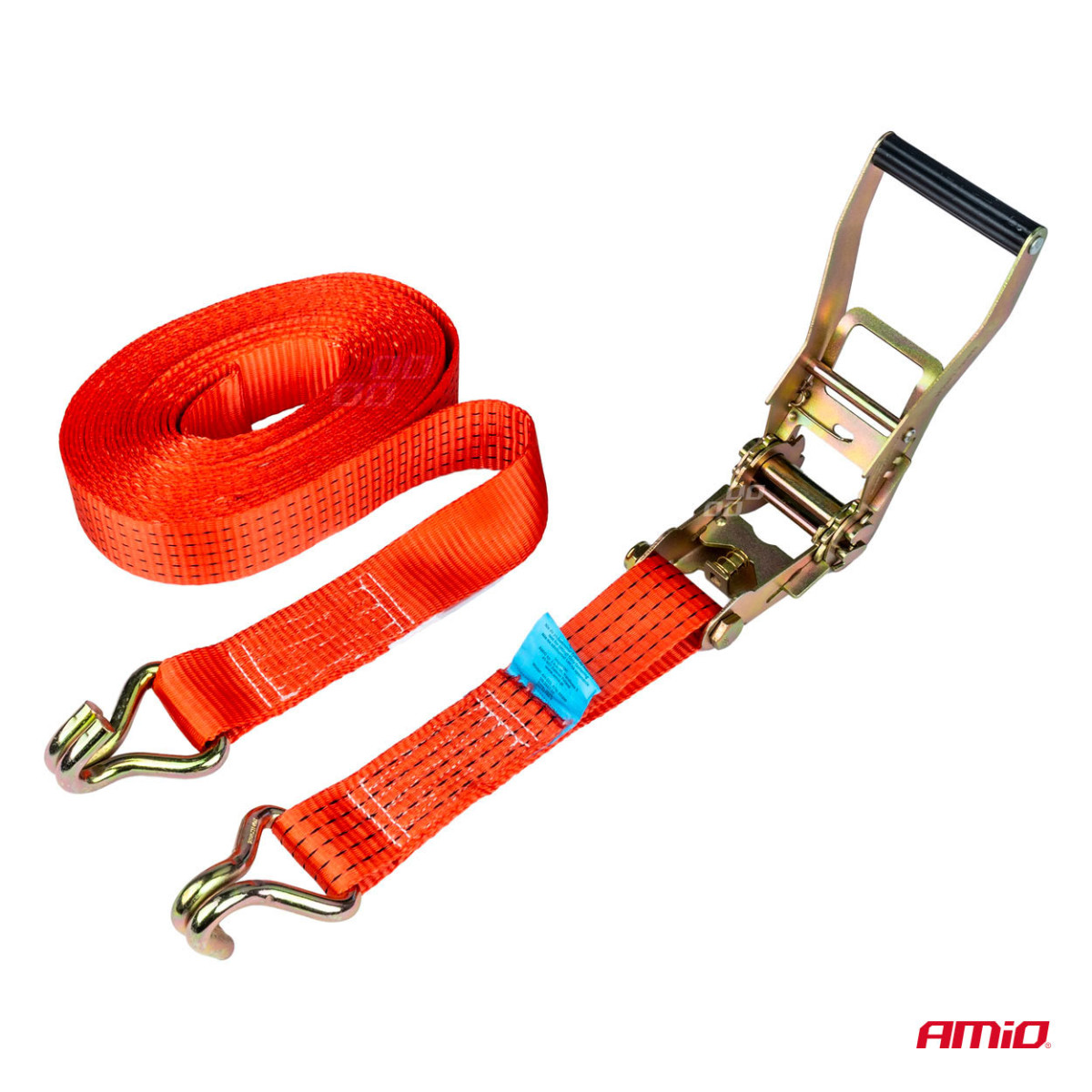 Krovinių tvirtinimo diržas su įtempikliu ir atrama 5000 kg, 3 m x 50 mm, AMIO-03317