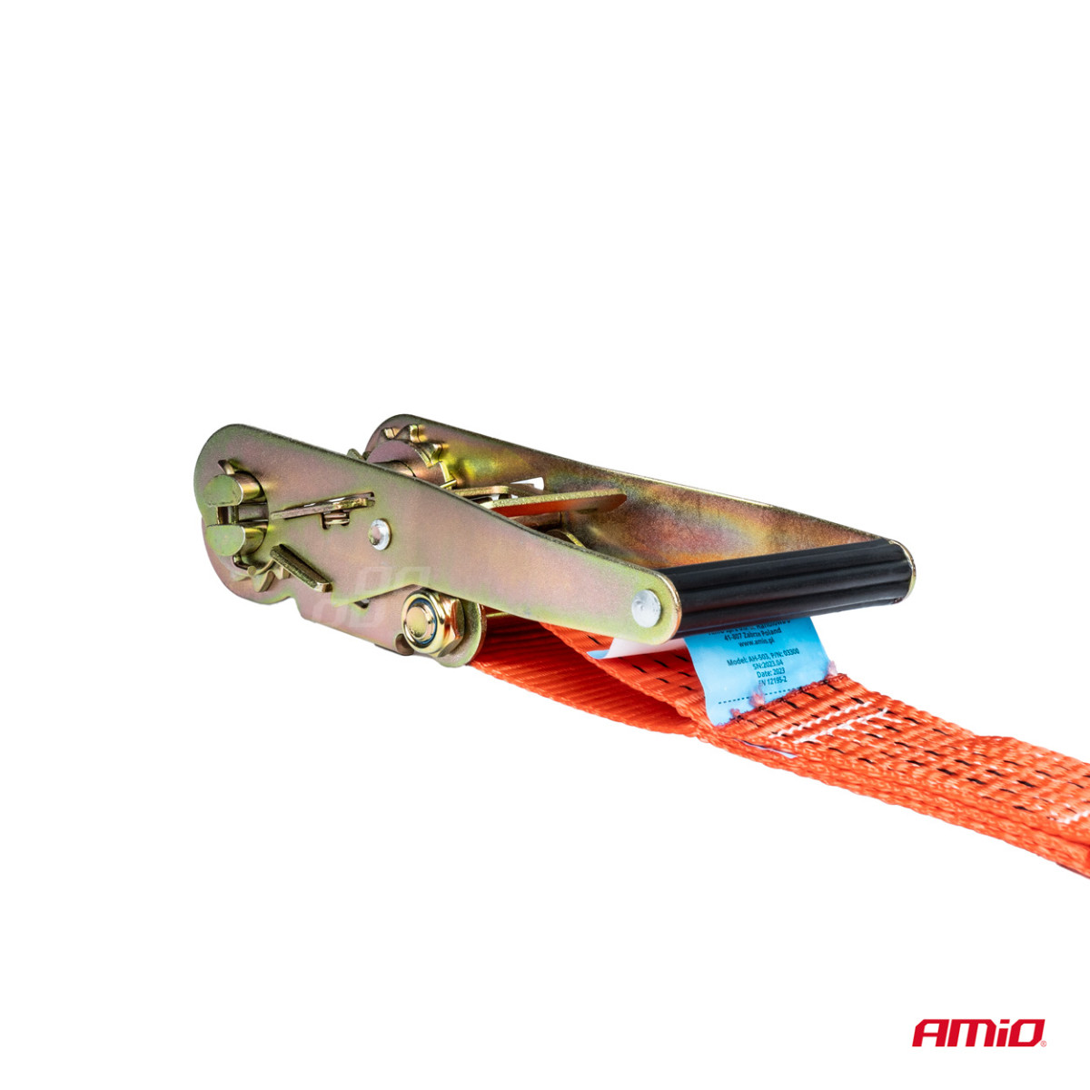 Krovinių tvirtinimo diržas su įtempikliu ir atrama 5000 kg, 3 m x 50 mm, AMIO-03317