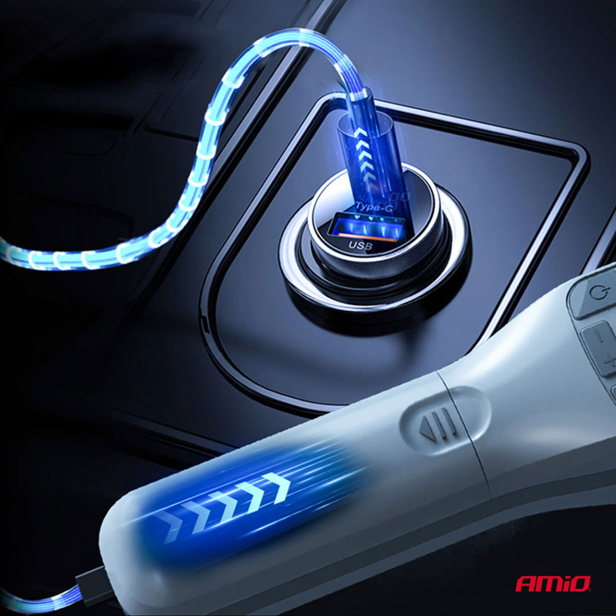 Belaidis automobilinis kompresorius 40W su powerbank AMIO-03689