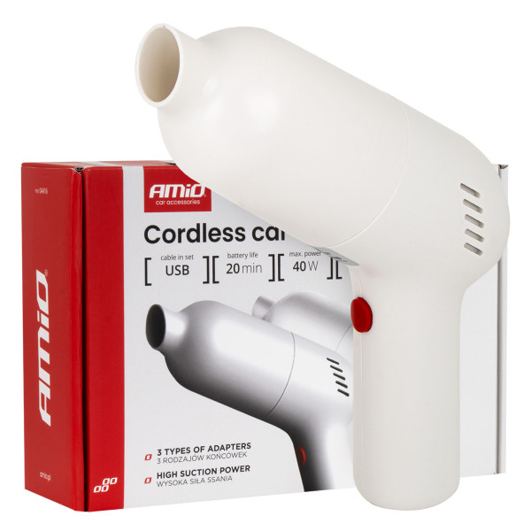 Belaidis automobilinis dulkių siurblys 40 W, 4,5 kPa, USB-C, su HEPA filtru, VC-07 AMIO-04415 Belaidis automobilinis dulkių siurblys 40 W, 4,5 kPa, USB-C, su HEPA filtru, VC-07 AMIO-04415