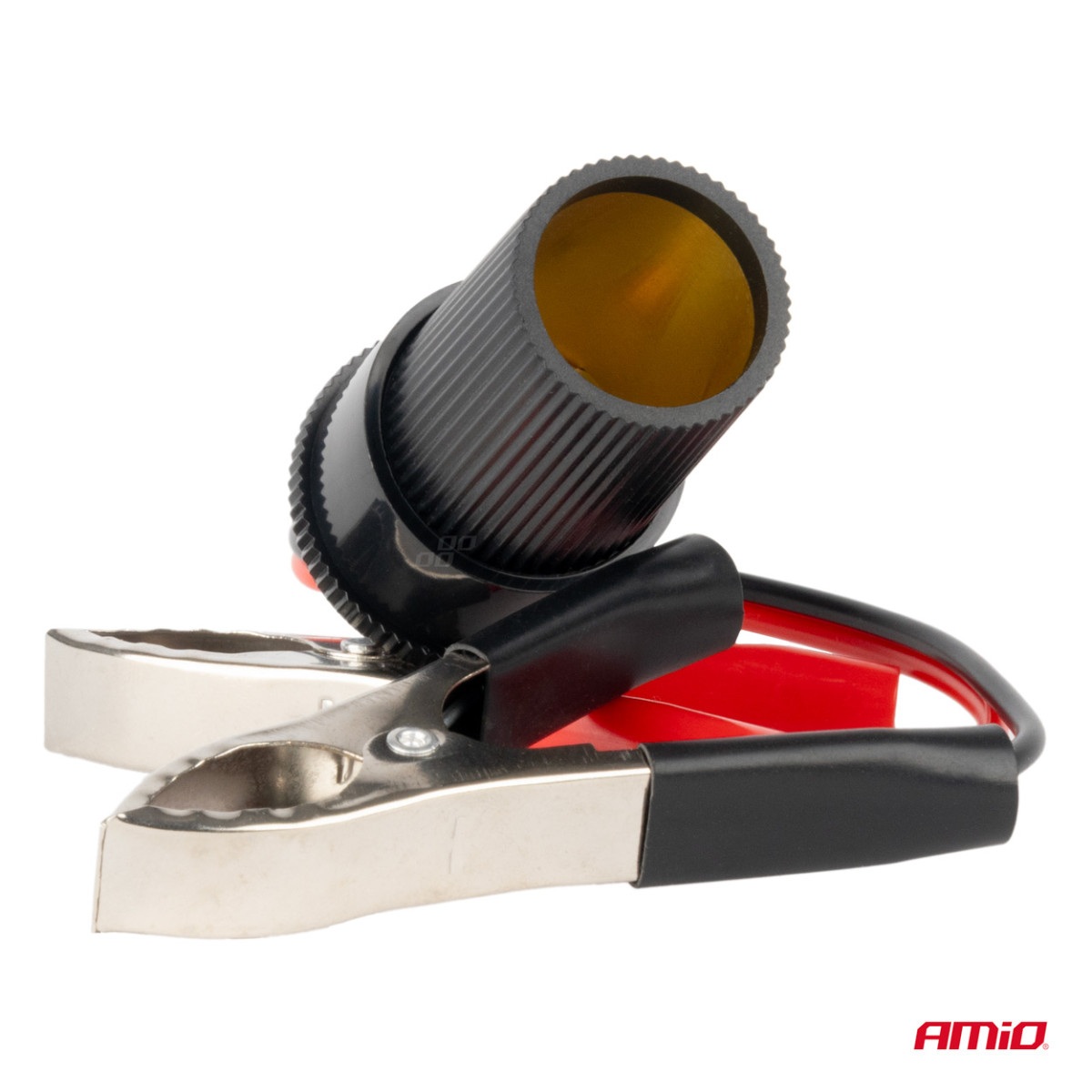 Adapteris į žiebtuvėlio lizdą 12V/24V, krokodilo tipo, 15 cm AMIO-03803